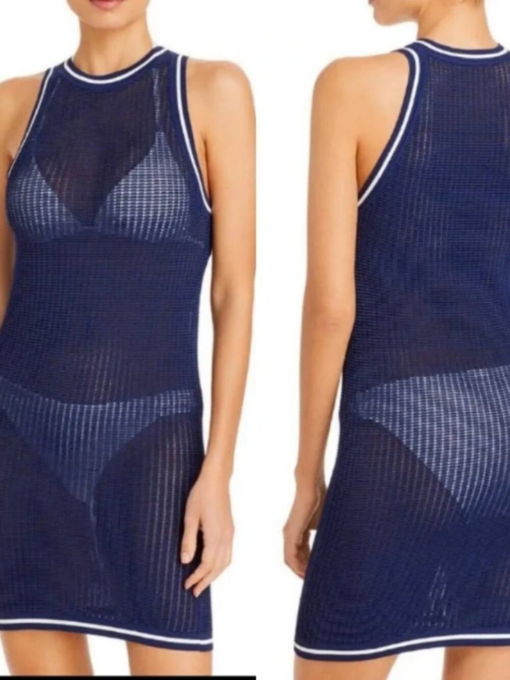 Solid & Striped The Carson Mini Dress Swim Cover-Up Blue Size M 2924 - Picture 2 of 8